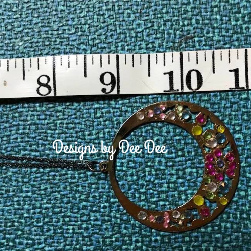 Silver Tone Handset Rhinestone Pendant Necklace - Picture 3 of 3